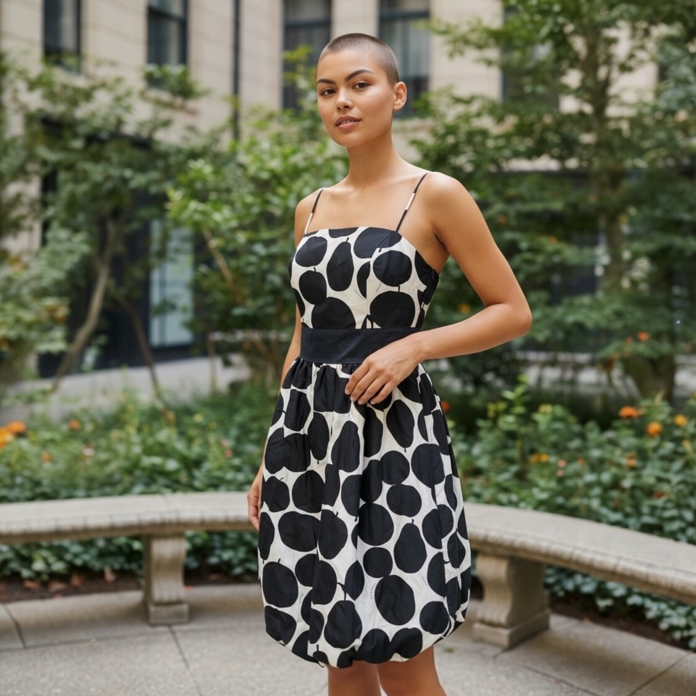 Juicy Couture Black White Polka Dot Fit Flare Dress Bubble‎ Bottom